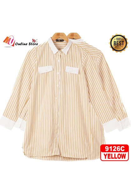 MU KEMEJA FESYEN WANITA LENGAN PANJANG / WOMEN SHIRTS / KEMEJA LABUH DEWASA/ BAJU MUSLIMAH / KEMEJA 9126C