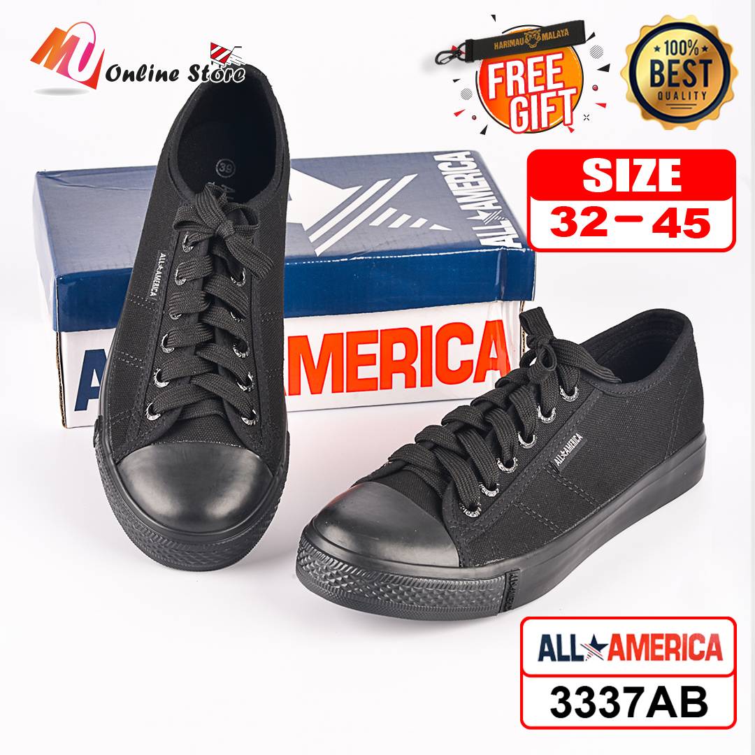 MU KASUT SEKOLAH HITAM ALL AMERICA 3337AB STUDENT SCHOOL BLACK SHOES KASUT SEKOLAH MENENGAH SECONDARY SCHOOL SHOES
