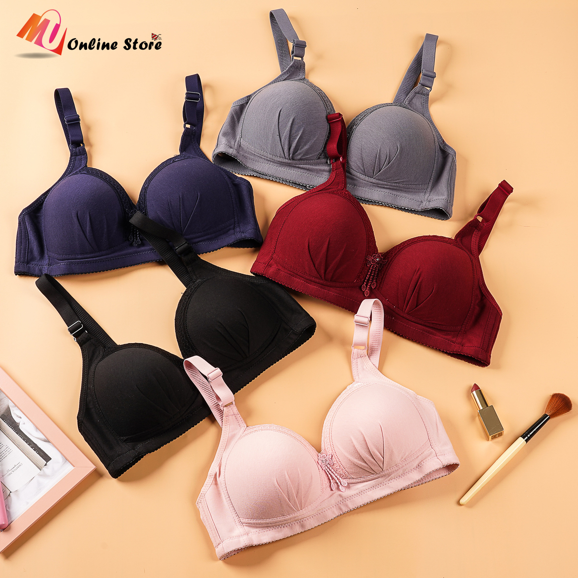 MU WOMEN COMFORT DAILY C-CUP COTTON BRA / BRA DEWASA A5/BAJU DALAM WANITA/HIGH  QUALITY SLEEP BRA/PAKAIAN DALAM/WOMEN BRA