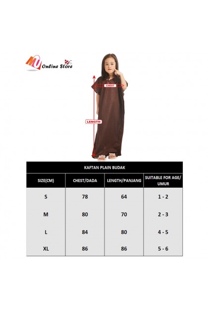 MU BAJU KAFTAN KELAWAR PLAIN KANAK KANAK  / BAJU KELAWAR KOSONG / KAFTAN PLAIN CANDY COLOURFUL / GIRLS PLAIN SLEEPWEAR