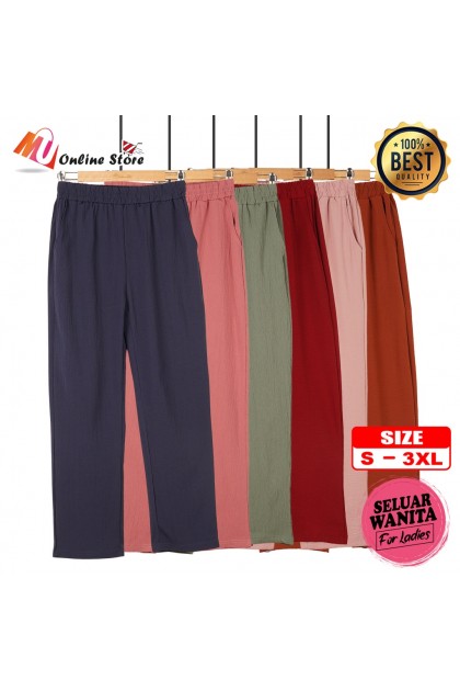 MU SELUAR FESYEN KOSONG WANITA / WOMEN PLAIN LONG PANTS / SELUAR PANJANG DEWASA / SELUAR CASUAL / LONG PANTS 9110